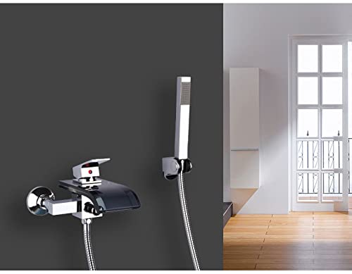 Ensemble de robinet de douche cascade mural avec mitigeur cuivre chromé - 3
