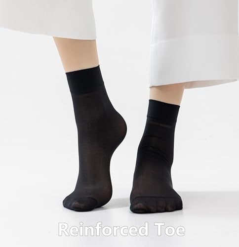 Womens 30D Ankle Nylon Sheer Socks Ankle High Tights Hosiery for Women, 12 Pairs Pack3