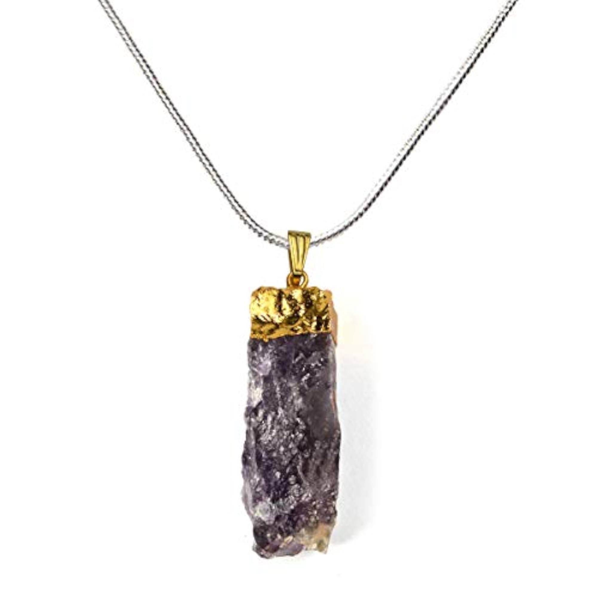 Natural Amethyst Healing Stone Pendant Locket with Chain