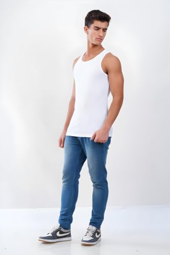Image of Men's Cotton Vest | Soft & Breathable Sleeveless Innerwear for Men | Comfortable Gym, Casual Banian | Regular Fit White Vest