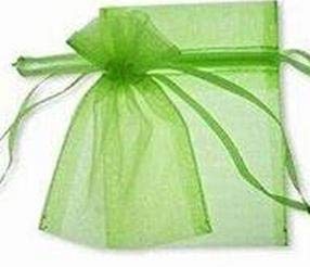 オーガンジー巾着袋 7x9cm 無地 小物入れ ジュエリー ギフト アクセサリーや小物入れラッピング 100枚セット グリーン