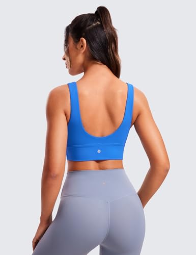 Image of CRZ YOGA Butterluxe V Neck Longline Sports Bra | Light Support, Removable Pads, Yoga, Extremely Soft, U Back, Wide Straps, for Women