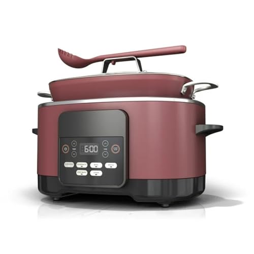 Image of Foodi Possible 8.5QT Multi Cooker Electric Pot, 8-in-1 Programmable Slow Cooker, Sauté, Steam, Bake & Roast, Oven-Safe Nonstick Pot to 500°F, 1400W, Large Capacity (Cherry Tarte)
