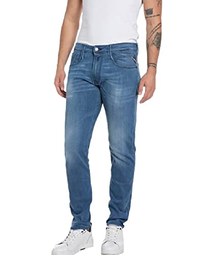 Replay Herren Jeans Anbass Slim-Fit, Medium Blue 009-3 (Blau), 33W / 32L