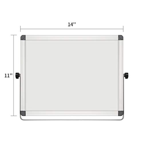 Small Dry Erase Board with Stand, OUSL 14” x 11” Mini Magnetic White Board Easel for Kids Double-Sided Portable Table Top Desktop Board - Thumbnail 2