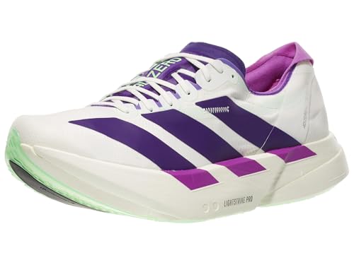 adidas CWHITE/CPURPL/LIMBUR Men's Adizero Adios PRO 4 M Core whiteCollegiate Purple/Lime Burst 10.5 US, Wide2