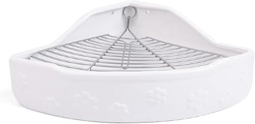 AOBOPO 小動物用 陶器トワレ トイレ:チンチラ/うさぎ用|三角消臭セット付 噛み防止 かわいいデザイン 飼育ケージ内装に最適 清潔維持 チンチラ用陶器トワレ うさぎのトイレ (ホワイト)