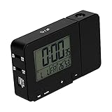 Picysa Projektionswecker, schwarz, multifunktional, mit LCD-Display, USB-Aufladung...