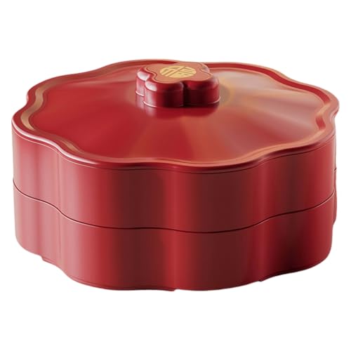 sodeber Dispensador de caramelos de 5 compartimentos, elegante caja de almacenamiento de frutos secos con tapa, soporte para frutas secas, bandeja para servir aperitivos
