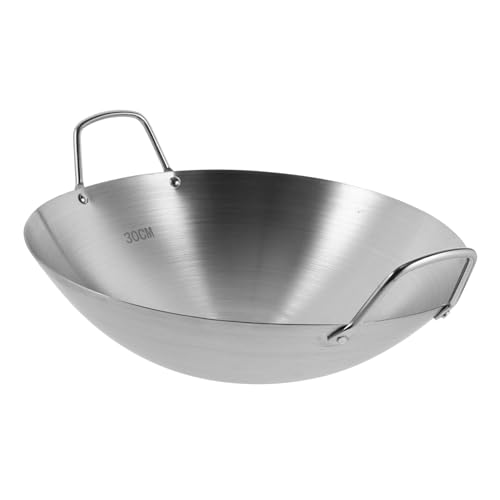 Wok de acero inoxidable con fondo redondo y doble mango