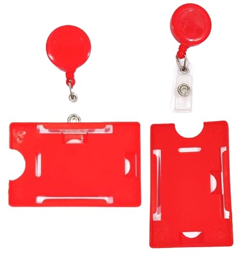Image of ANG Plastic ID Badge Holder, ID Badge Reel, Lanyard (Pack of 10)