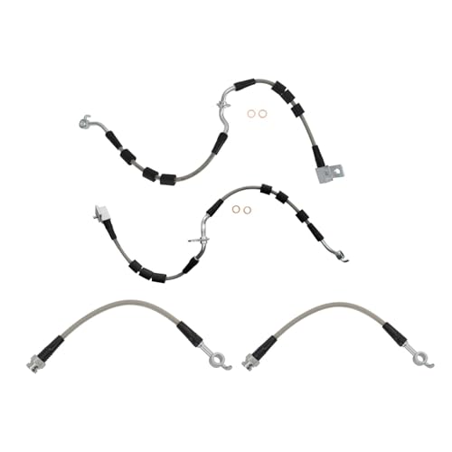 Image of TRQ Performance Front and Rear Brake Hose Set Compatible with 2006-2009 Ford Fusion 2007-2008 Lincoln MKZ 2006 Zephyr 2003-2008 Mazda 6 Mercury Milan