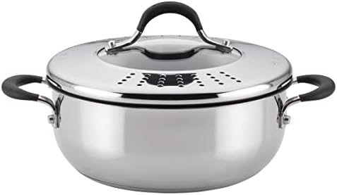 Circulon Momentum Stainless Steel Nonstick Dish/Casserole Pan with Lid, 4 Quart, Silver