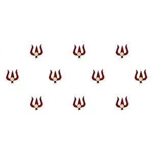 Comet Busters Red Velvet Trishul Bindis With Stone (BV1214)