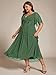 Ever-Pretty Women's V Neck Pleated Chiffon Applique Ruffles Sleeves Maxi Plus Size Formal Wedding Guest Dresses Eucalyptus US24