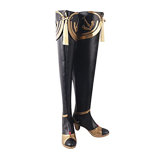 YuanCos Liyue Beidou Game Cosplay Shoes Thigh high Heel Boots S008 Female US 8 5EU40 Black