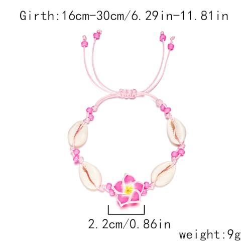 Image of Caiyao 2pcs Lovely Hawaiian Plumeria Rubra Anklet Bracelet Tropical Flower Bohemia Luau Beach Party Accessories for Women