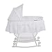 Dream On Me Lacy Portable 2-in-1 Bassinet & Cradle with Full Canopy, Storage Basket, Locking Wheels, Lightweight Frame, BSA Certified, Includes 1” Mattress Pad - White