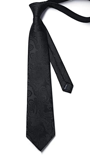 Image of Enlision Ties for Men Plaid Stripe Tie Handkerchief Woven Classic Formal Necktie Pocket Square Clip Set