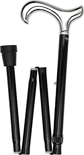 Royal RC Canes Chrome Plated Derby Walking Cane | Adjustable Folding Aluminum Shaft