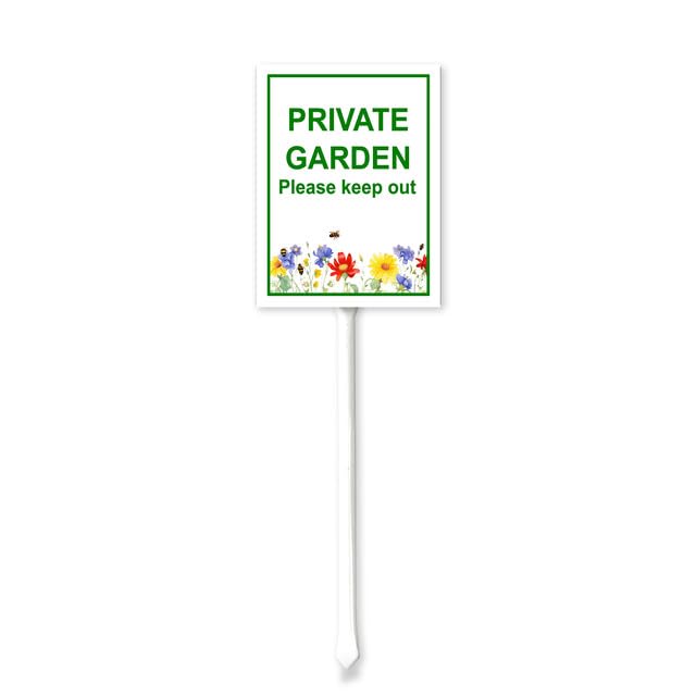Geroclonup (12X15) CM Private Garden Please Keep Out Yard Sign With Metal Stake For Garden Grass Farm Decor Lawn Sign Stand Tin Keep Out Sign Outdoor Decorations