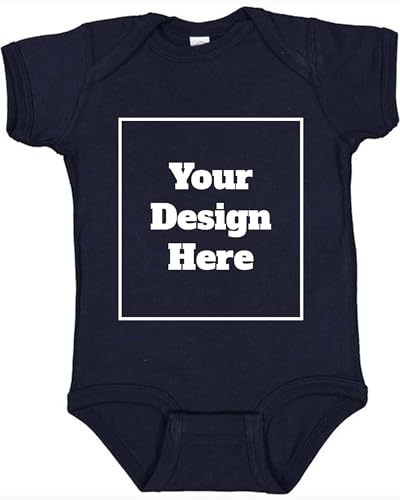 City Shirts Add Your Own Text and Design Custom Personalized Infant Baby Rib Bodysuit (12 Months, Navy Blue)