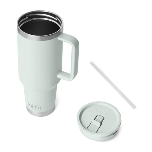 Image of YETI Rambler 40 oz Travel Mug with Flip Straw Lid - Stainless Steel, Vacuum Insulated, Leakproof, Cup Holder Friendly, Ridgeline