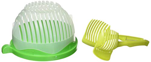 GleamAce Salad Chopper and Cutter Bowl - Salad Vegetable Cutter - Lettuce Fruit Tomato Slicer - Easy to Use & Rinse - Strain and Chop Salads with Ease - Dishwasher Safe - Bonus Lemon Slicer Included