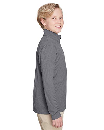 Team 365 Youth Zone Sonic Heather Performance Quarter-Zip L DK GREY HEATHER2