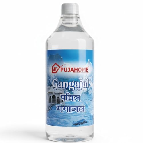 Image of Pujahome Gangajal for Puja | Sourced from Rishikesh | 1000 ml, Pack Of 2 | Original Holy Ganga Jal for Rituals, Pooja, and Religious Ceremonies | Sacred Water for Home Temple & Worship