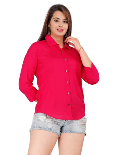 Image of Women Solid Shirt for Office & Casual wear | 3 /4th Sleeves Spread Collar