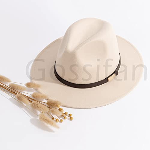 Image of Fedora Hats for Men Wide Brim Panama Hat with Classic Belt