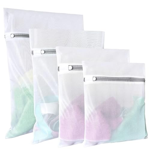 KU 4 Pièces Filet Linge Machine à Laver - Filet de Lavage Voyage Grand 50x60cm avec Fermeture Éclair | Laundry Bag pour Soutien-gorge, Vêtements, Chaussures, Bébé & Enfants (Sacs à Linge)