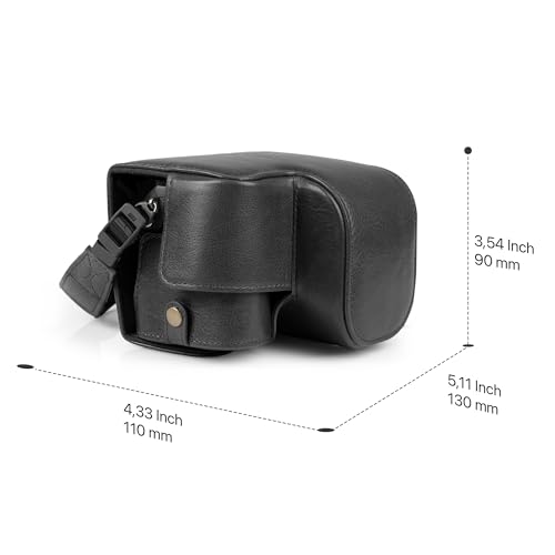Image of Mega Gear Genuine Leather Camera Case for Sony Alpha a6700 (16-50mm) - Stylish and Protective - Black