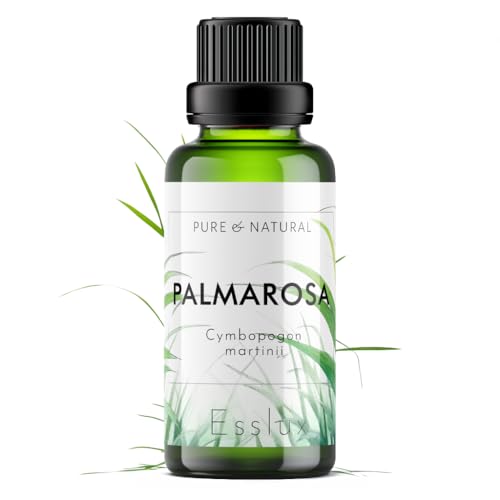 Image of Esslux Palmarosa Essential Oil for Stress Relief - Pure, Therapeutic Grade Palmarosa Oil - Perfect for Aromatherapy, Inner Defenses & A Healthier Complexion - Use on Skin - 90 ML