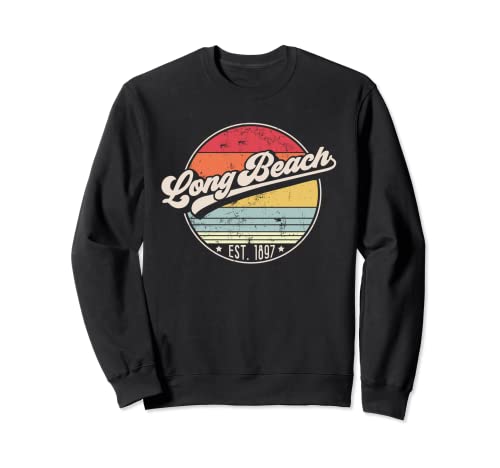 Retro Long Beach CA Home City 70s Estilo Sunset Regalo Sudadera