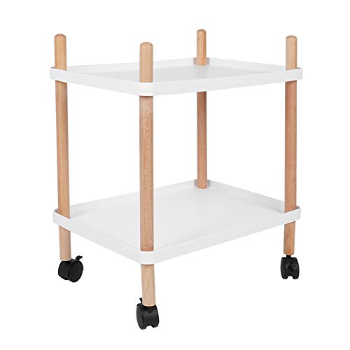 Zoternen White Square Cart, Multifunction Square White Cart Side Table Trolley Serving Cart Tea Table Kitchen Storage Rack
