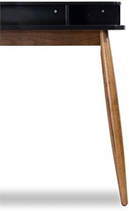 Miniatura 9 de ASHCROFT Escritorio rectangular moderno de madera maciza Phoenix Mid-Century en color negro