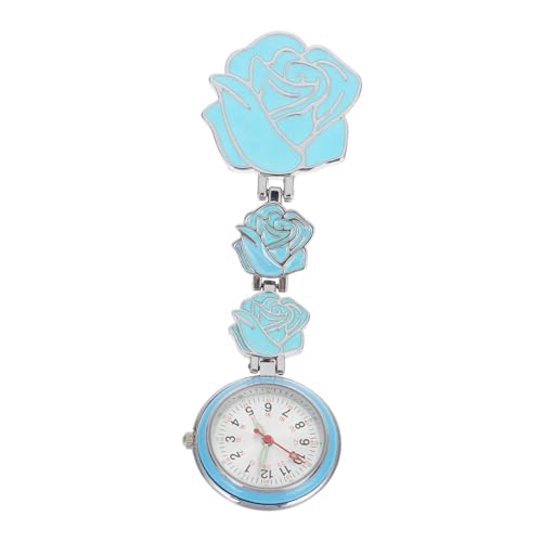 MOBUTOFU 懐中時計 女性のためのブローチ 女の子 ナースバッジ ガールズウォッチ レディース腕時計 看護師ぶら下げ時計 女性を見る 女性 女性用腕時計 鎖 普通のガラス鏡 Blue
