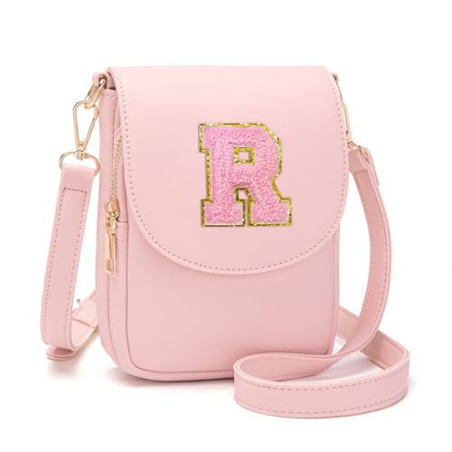 Image of Viverte Crossbody Purse for Teen Girls Small Initial Cell Phone Toddler Purse Leather Triple Compartment Crossbody Bags