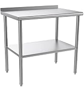 ROVSUN 36'' x 24'' Stainless Steel Table for Prep & Work,Commercial Worktables & Workstations, NS...