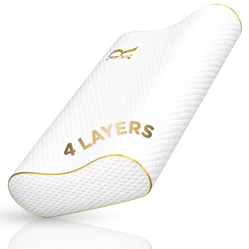 Image of Cervical Memory Foam Pillow - 4-Layer Adjustable King Size Contour Design for Side Sleepers, Neck Support & Pain Relief, Orthopedic, CertiPUR-US Certified