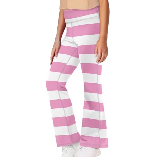 Pink Stripes Girls' Activewear Leggings Cute Flare Leggings for Girls Casual