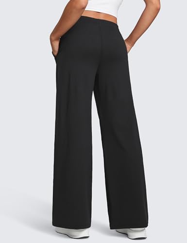 CRZ YOGA Cloud Jersey Wide Leg Sweatpants Women 30" High Waisted Casual Lounge Pajama Travel Pants with Pockets2