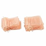 Akozon 100pcs Organza -Kordelstring -Geschenktüten 10x15 cm Transparente Netzbeutel für Schmuck, Partygeschäfte und Hochzeitsdekoration (Roségold)