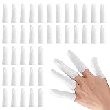 200 Pcs Cotton Finger Cots Small Finger Guards Hand Thumb Fingertips Sleeves Protector by EORTA, Comfortable, Breathable, Absorb Sweat, Reusable, Protect The Wound from Infection, White, Very Small