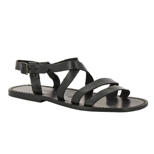 Sandalias franciscanas Gianluca en cuero negro artesanal Talla 45