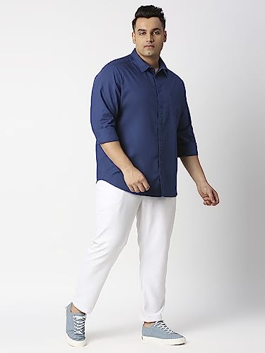 Image of Thomas Scott Men's Plus Size Cotton Casual Shirt | Regular Fit | Long Sleeves | Spread Collar | Solid | Soft & Breathable | Everyday Comfort Shirt for Men