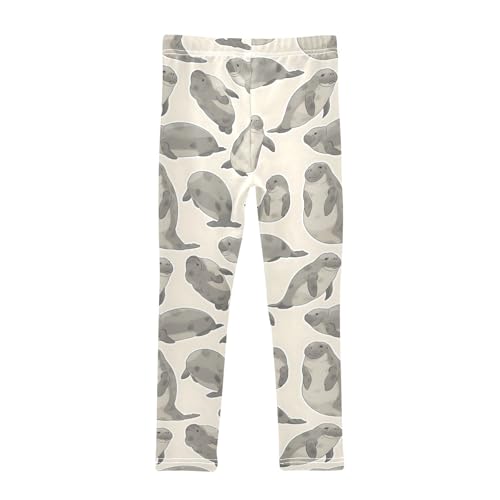 Manatee Grey Girls Leggings Athletic Pants Tights Stretch Bottom2