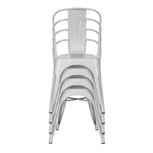 Miniatura 5 de Hjh Office 645022 Silla Visitante Vantaggio Comfort Metal Blanco, Silla De Bistró Apilable, Estable, Industrial Style
